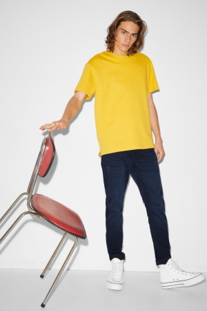 Džínsy C&A Clockhouse Vychudnutý Lycra® Panske Modre Tmavo Modre | 8036SLZXN