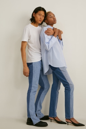 Džínsy C&A E.L.V. Denim Rovno High Pásom Genderneutral Recycled Damske Modre Svetlo Modre | 4698RQPYD