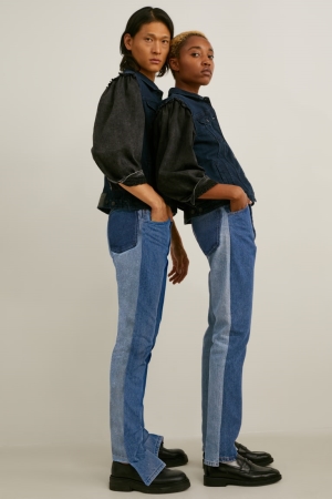 Džínsy C&A E.L.V. Denim Slim High Pásom Genderneutral Recycled Damske Modre | 4981BNMWG