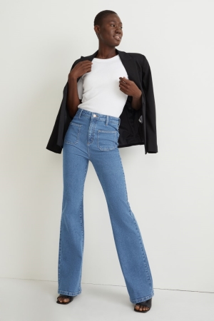 Džínsy C&A Flared High Pásom Lycra® Damske Modre | 0235TVHGO