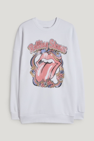 Mikiny C&A Clockhouse Rolling Stones Damske Biele | 9532VHGXT