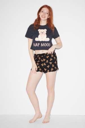 Nočná Bielizeň C&A Clockhouse Pyjama Damske Čierne | 4650QMXUY