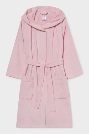 Plavky C&A Bathrobe With Hood Organic Bavlnene Dievcenske Ruzove | 2367MVAOZ