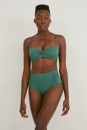 Plavky C&A Bikiny Bottoms High Rise Damske Tmavo Zelene | 3809ZTUJH