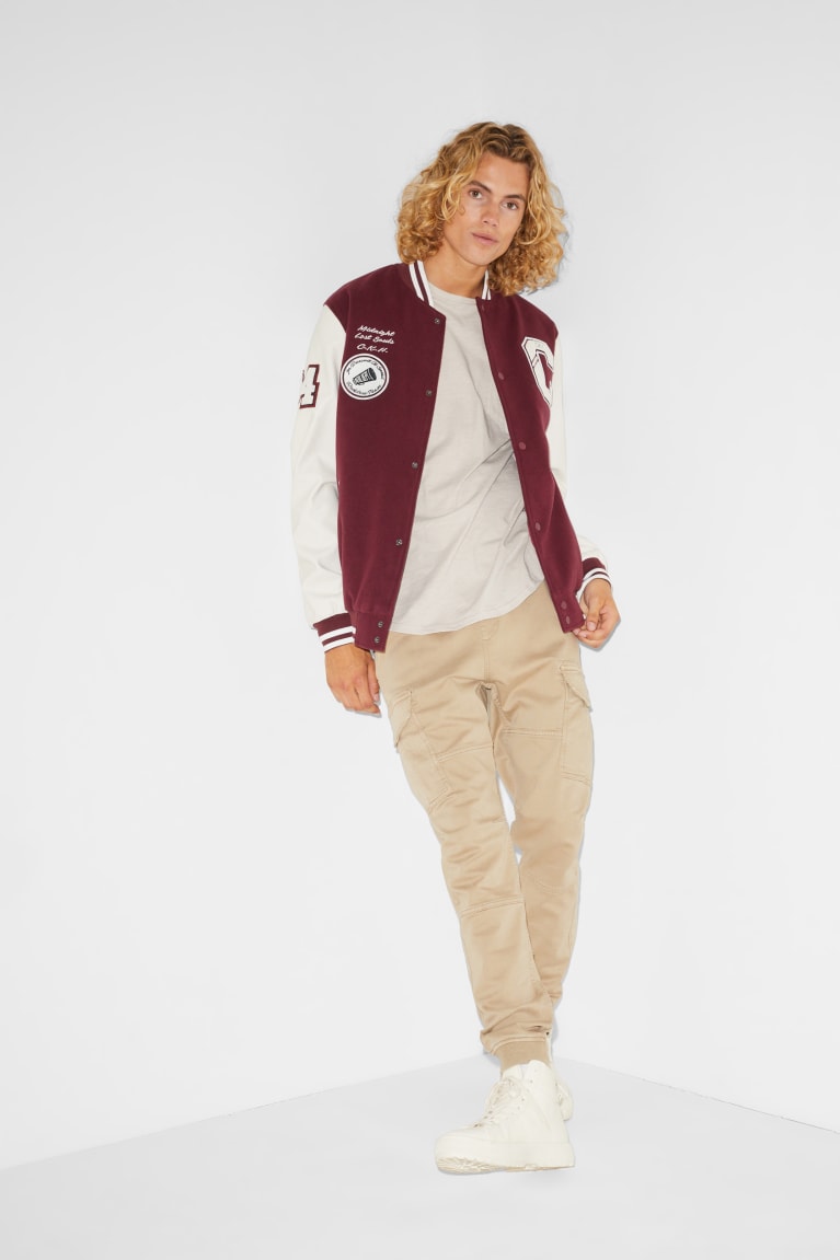 Bundy C&A Clockhouse Bomber Panske Bordove Biele | 3504ZDWMK