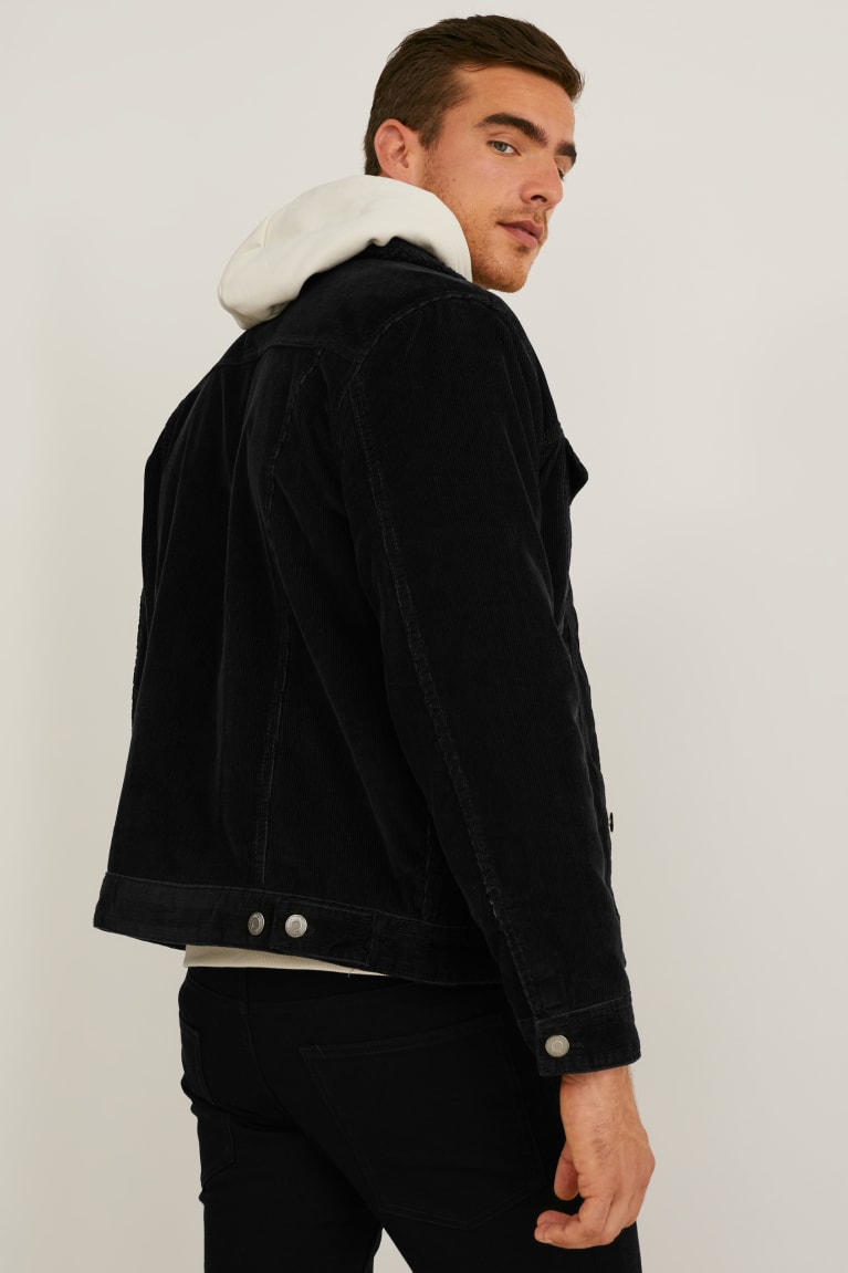 Bundy C&A Corduroy Panske Čierne | 9761SECOT