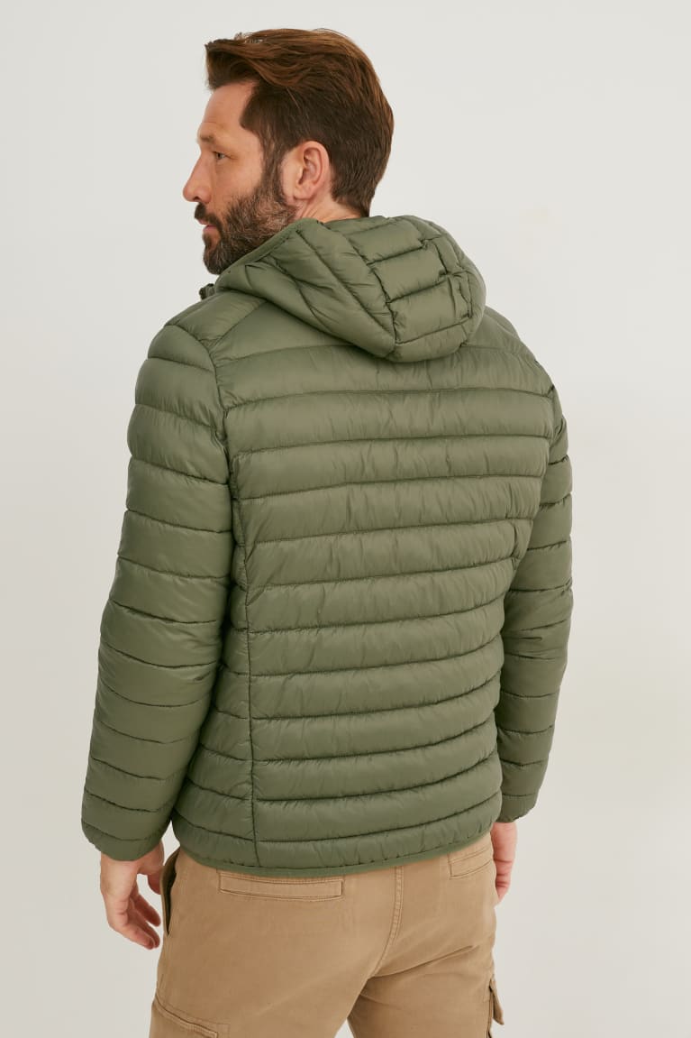 Bundy C&A Prešívané With Hood Recycled Panske Tmavo Zelene | 7265ZUKSD