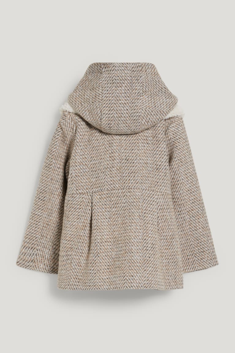 Bundy C&A Set With Hood And Teddy Fur Scarf 2 Piece Dievcenske Béžové | 1602KSBUY
