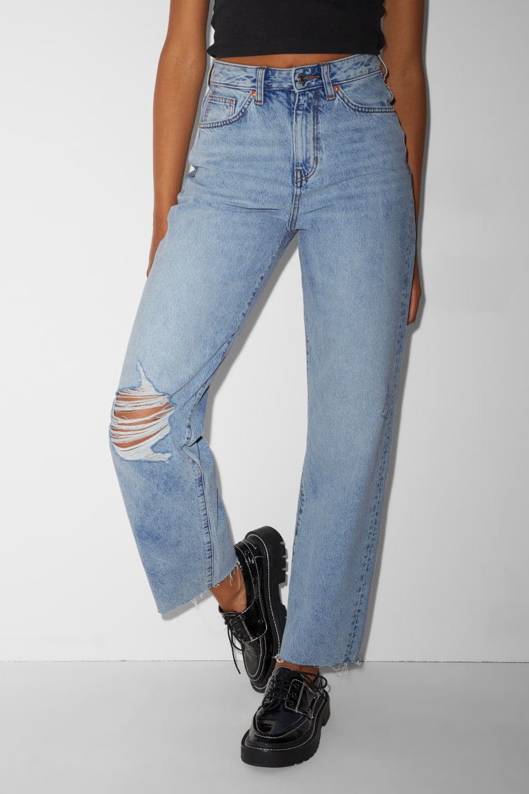 Džínsy C&A Clockhouse Loose Fit High Pásom Damske Modre Svetlo Modre | 3042JYWTA