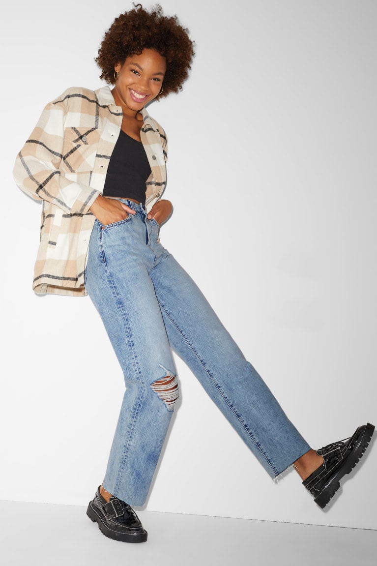 Džínsy C&A Clockhouse Loose Fit High Pásom Damske Modre Svetlo Modre | 3042JYWTA