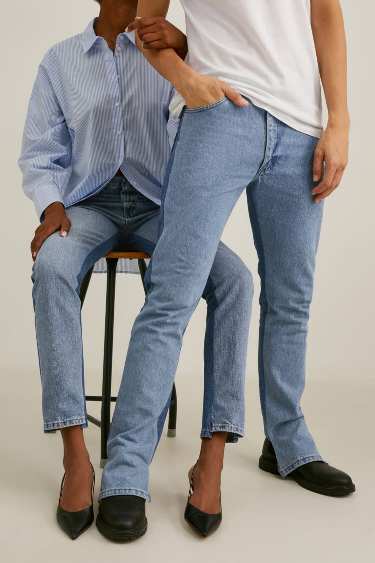 Džínsy C&A E.L.V. Denim Rovno High Pásom Genderneutral Recycled Panske Modre Svetlo Modre | 8213QNYUX