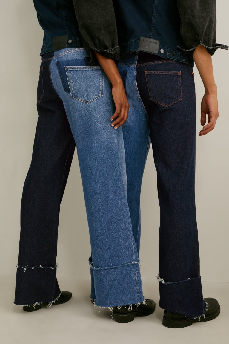 Džínsy C&A E.L.V. Denim Siroke Topanky Leg High Pásom Genderneutral Recycled Panske Modre | 6789LHWOD