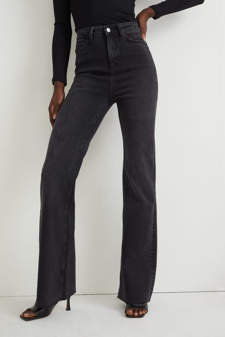 Džínsy C&A Flared High Pásom Lycra® Damske Modre Tmavo Siva | 7582OMACH