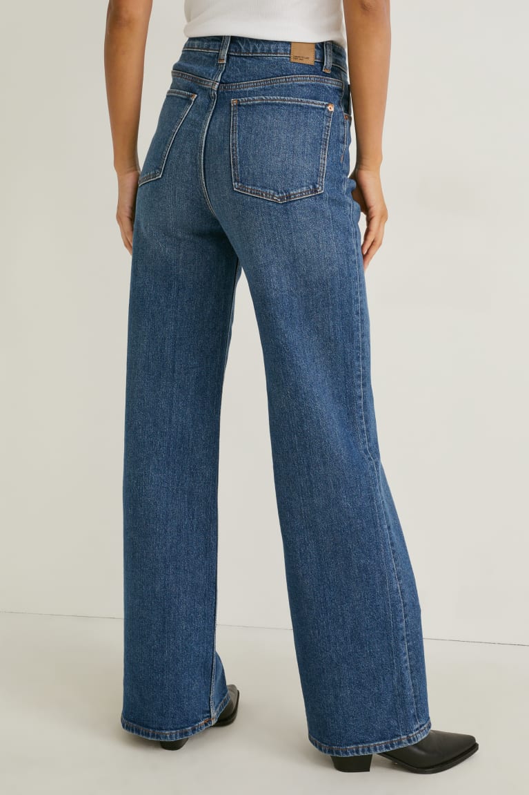 Džínsy C&A Loose Fit High Pásom Lycra® Damske Modre Svetlo Modre | 7916MIOJF