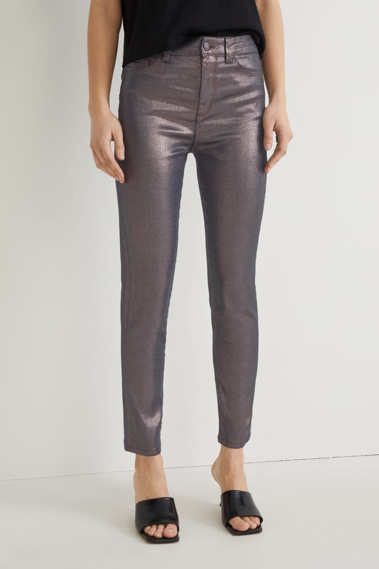 Džínsy C&A Slim High Pásom Lycra® Shiny Damske Hnede | 5043IQYJP