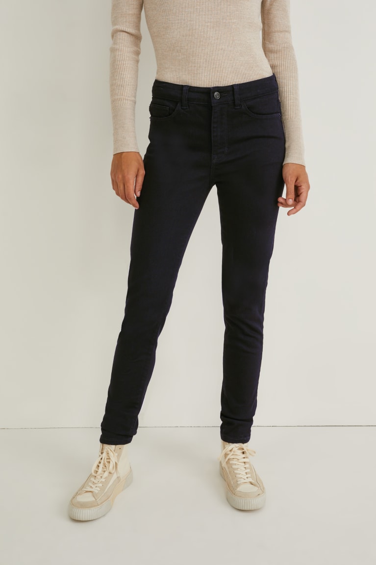 Džínsy C&A Vychudnutý Stredne-rise Pásom Shaping Lycra® Recycled Damske Čierne | 1743XAIWM