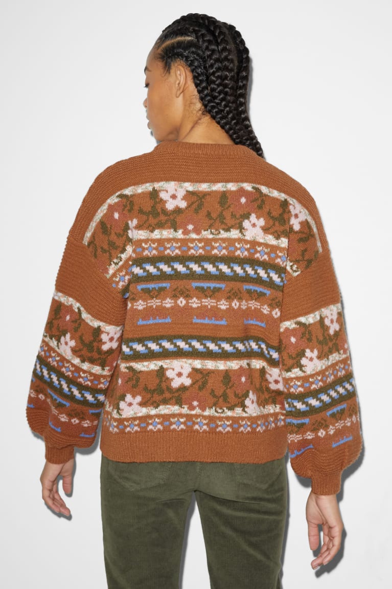 Jumpers C&A Clockhouse Floral Damske Hnede | 4256NFTQK