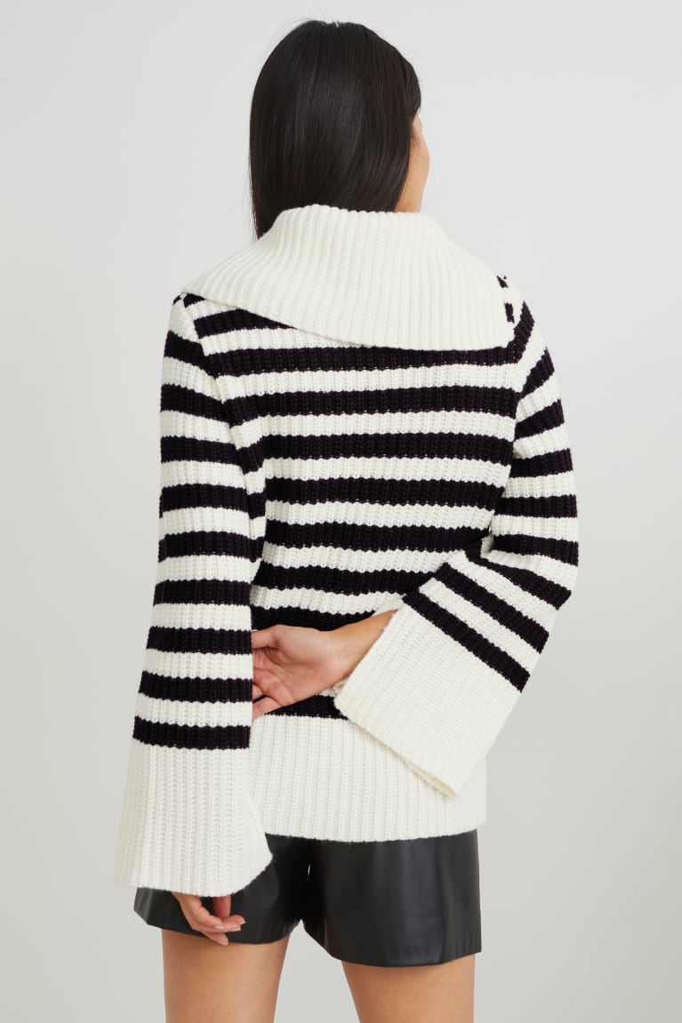 Jumpers C&A Pruhované Damske Čierne Biele | 0519UCRHZ