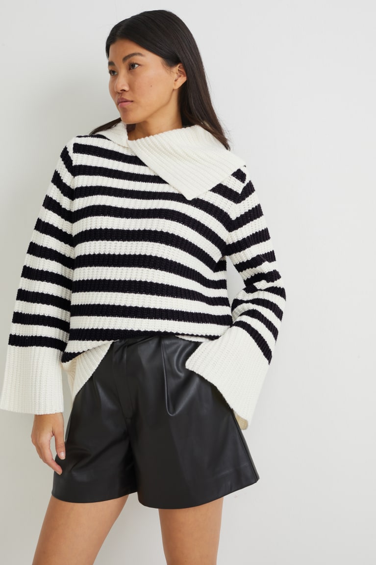 Jumpers C&A Pruhované Damske Čierne Biele | 0519UCRHZ