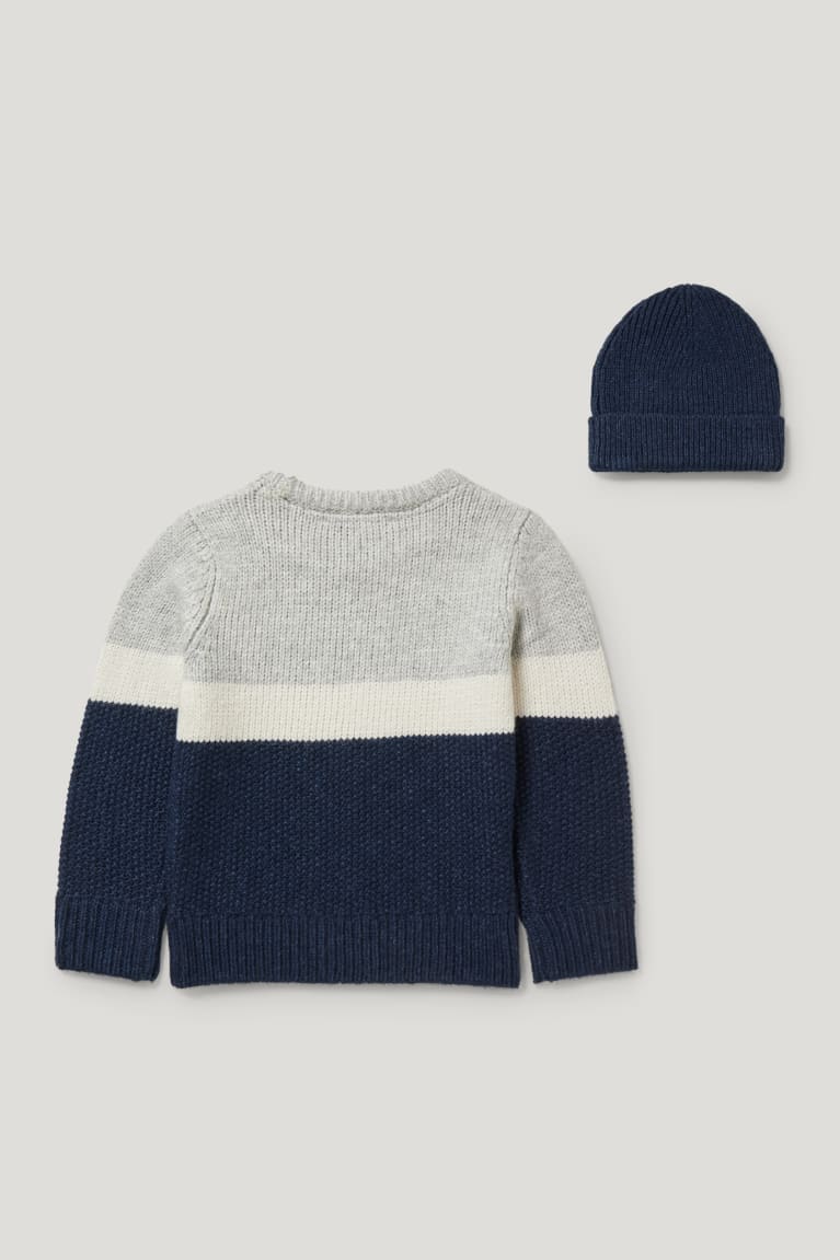 Jumpers C&A Set And Pletené Hat 2 Piece Dievcenske Tmavo Modre | 7034YZJSU