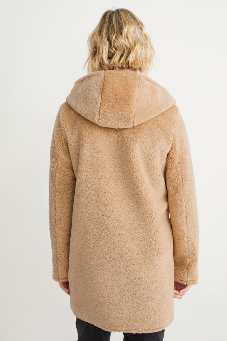 Kabáty C&A Faux Fur With Hood Damske Svetlo Hnede | 2760TPXFH
