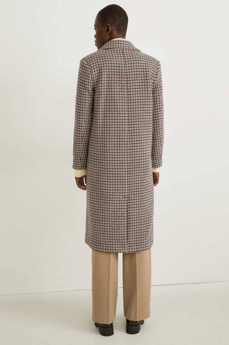 Kabáty C&A With Shoulder Pads Vlna Blend Check Damske Béžové | 2476ZTXJY