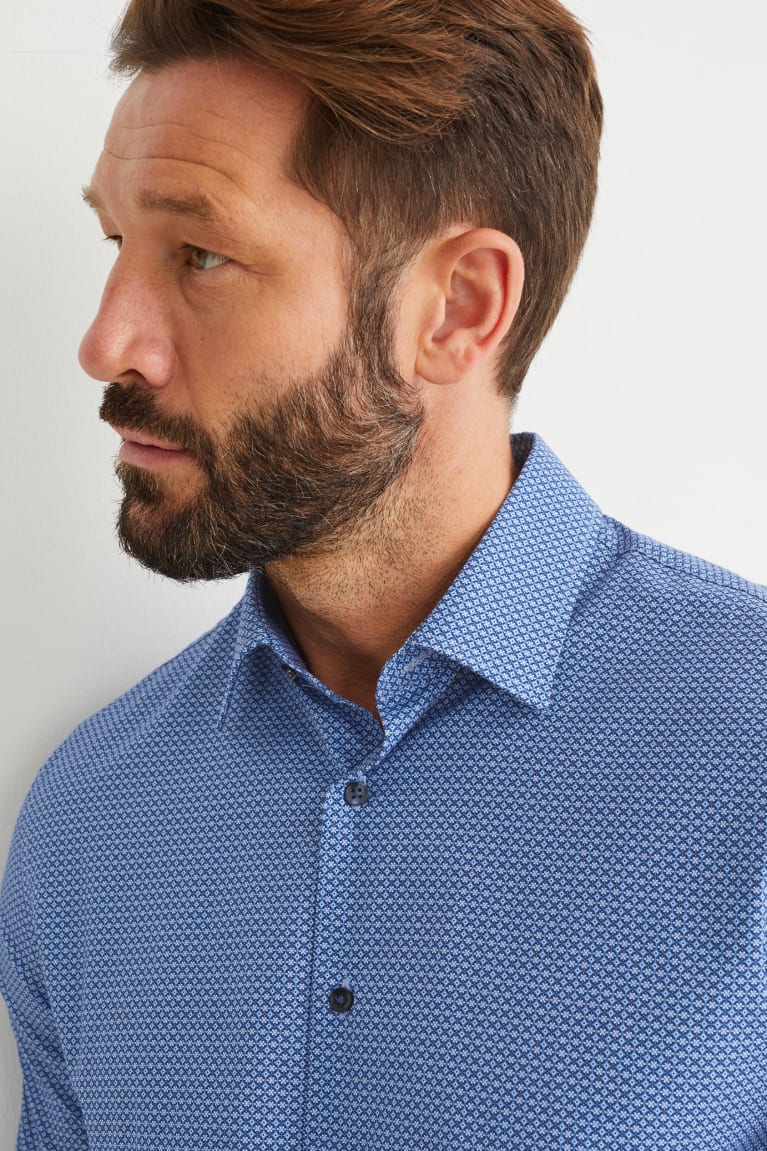 Kosele C&A Business Regular Fit Kent Collar Easy-iron Patterned Panske Tmavo Modre | 2087ZBKUC