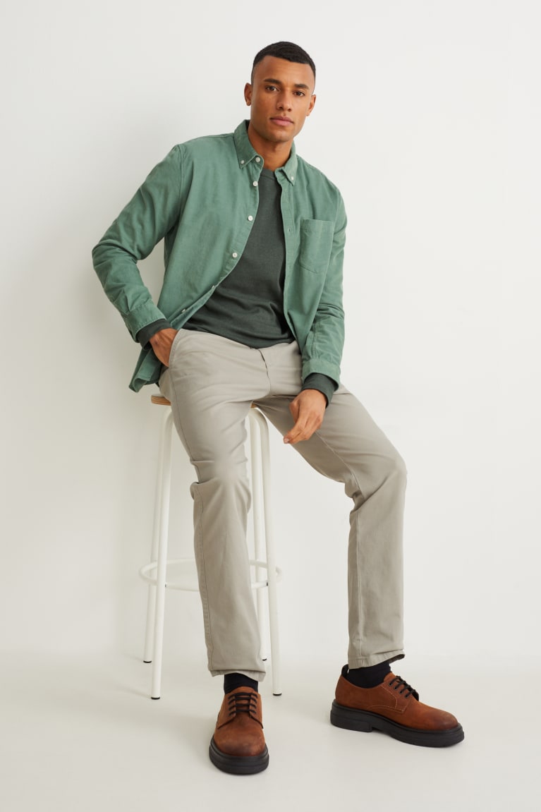 Kosele C&A Corduroy Regular Fit Button-down Collar Panske Zelene | 2184XDJUM