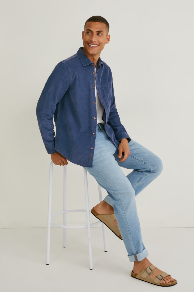 Kosele C&A Corduroy Regular Fit Klasické Collar Panske Modre | 4810KHBQO