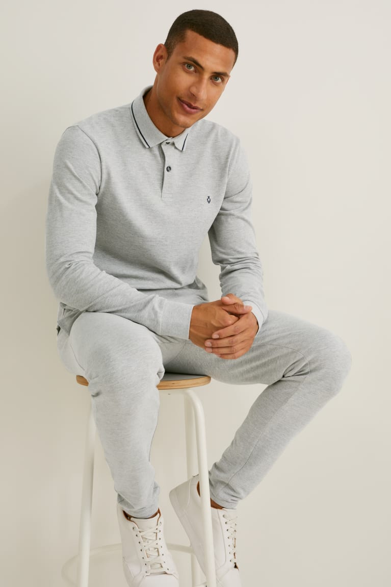 Kosele C&A Polo Flex Organic Bavlnene Lycra® Panske Siva | 0958HPLZN