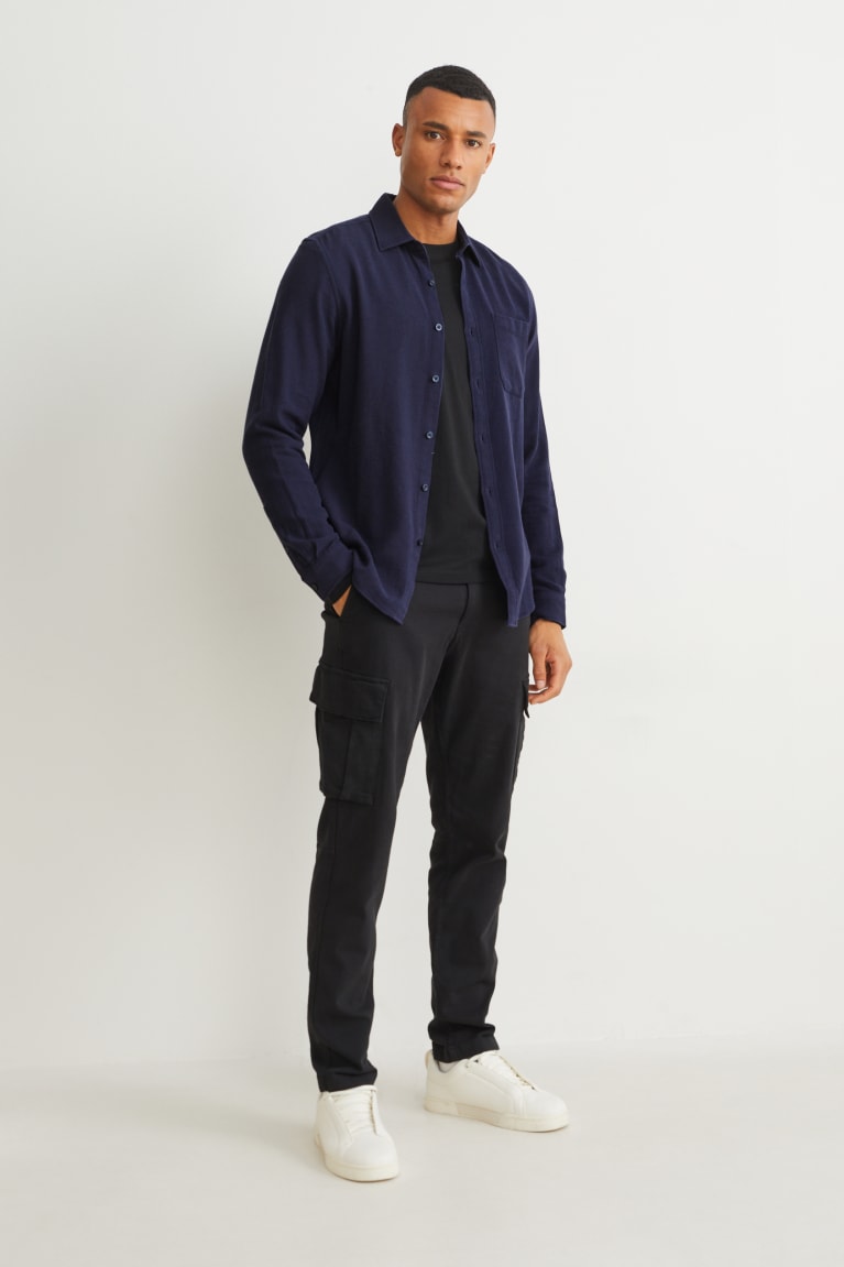 Kosele C&A Regular Fit Kent Collar Panske Tmavo Modre | 5931ICDLX