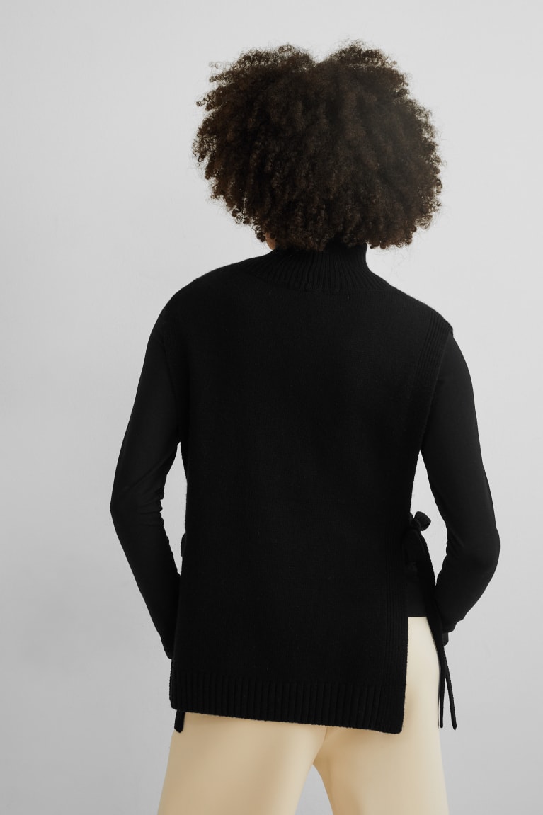 Mikiny S Kapucňou C&A Cashmere Blend Poncho Damske Čierne | 2685ROBYL