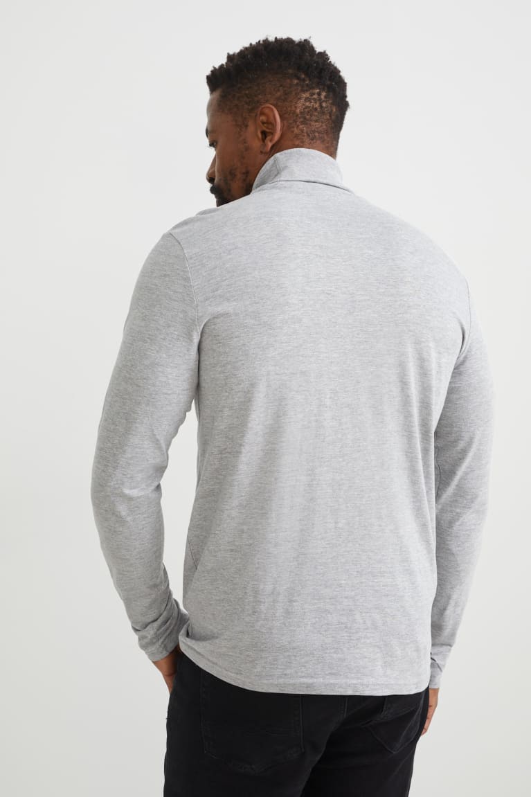 Mikiny S Kapucňou C&A Polo Neck Organic Bavlnene Panske Siva | 9703SZQNE