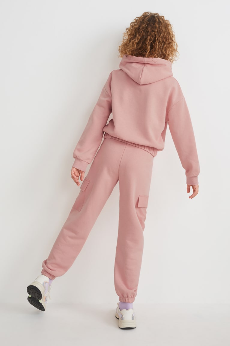 Mikiny S Kapucňou C&A Set And Joggers 2 Piece Dievcenske Ruzove | 1469ORKYH