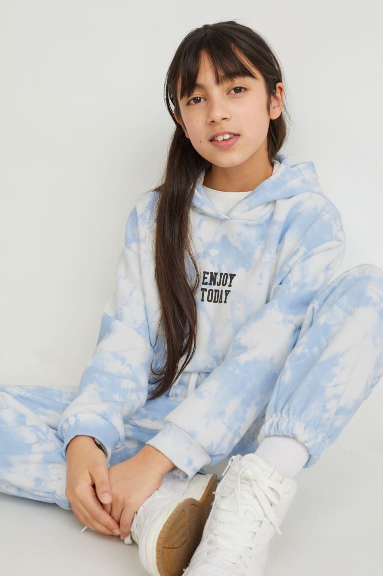 Mikiny S Kapucňou C&A Set And Joggers 2 Piece Dievcenske Biele Svetlo Modre | 1907ZMONY