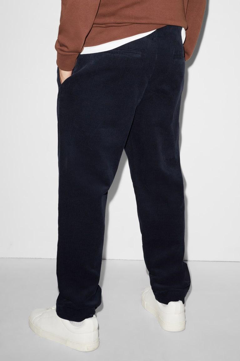 Nohavice C&A Clockhouse Corduroy Chinos Regular Fit Panske Tmavo Modre | 3670JULAQ