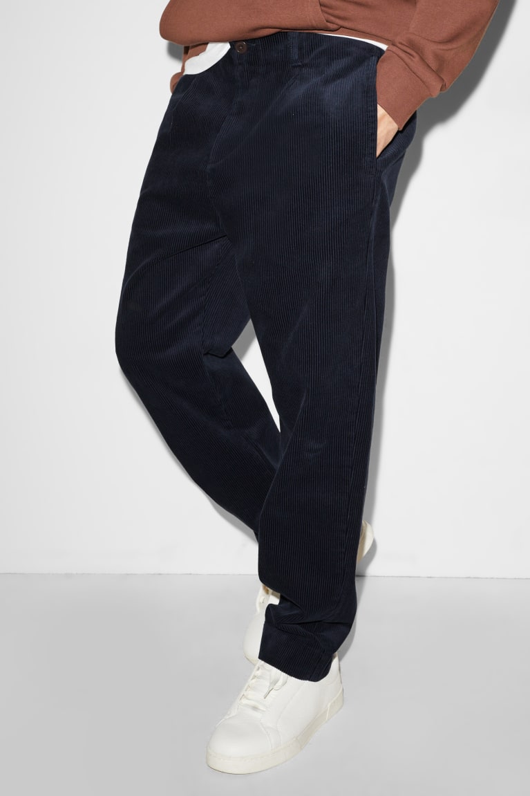 Nohavice C&A Clockhouse Corduroy Chinos Regular Fit Panske Tmavo Modre | 3670JULAQ