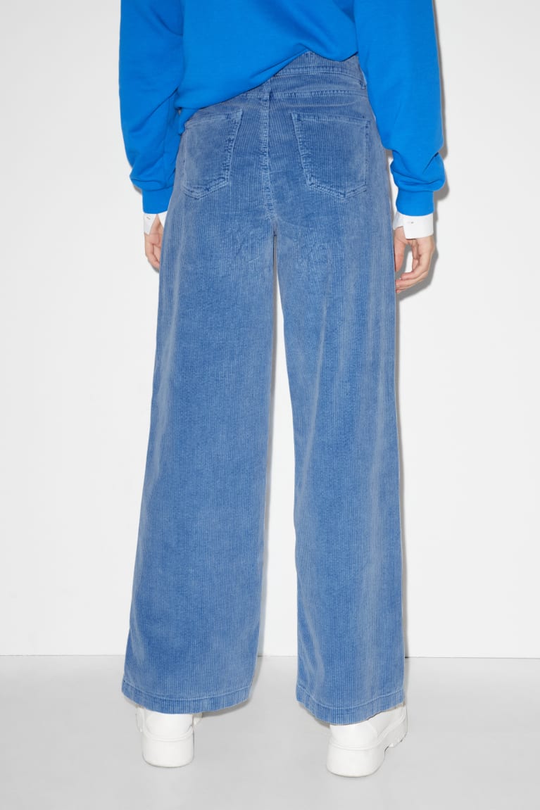 Nohavice C&A Clockhouse Corduroy High Pásom Siroke Topanky Leg Damske Modre | 4925FDLXV