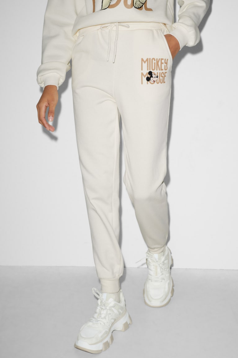 Nohavice C&A Clockhouse Joggers Mickey Mouse Damske Biele | 3085UYHPZ