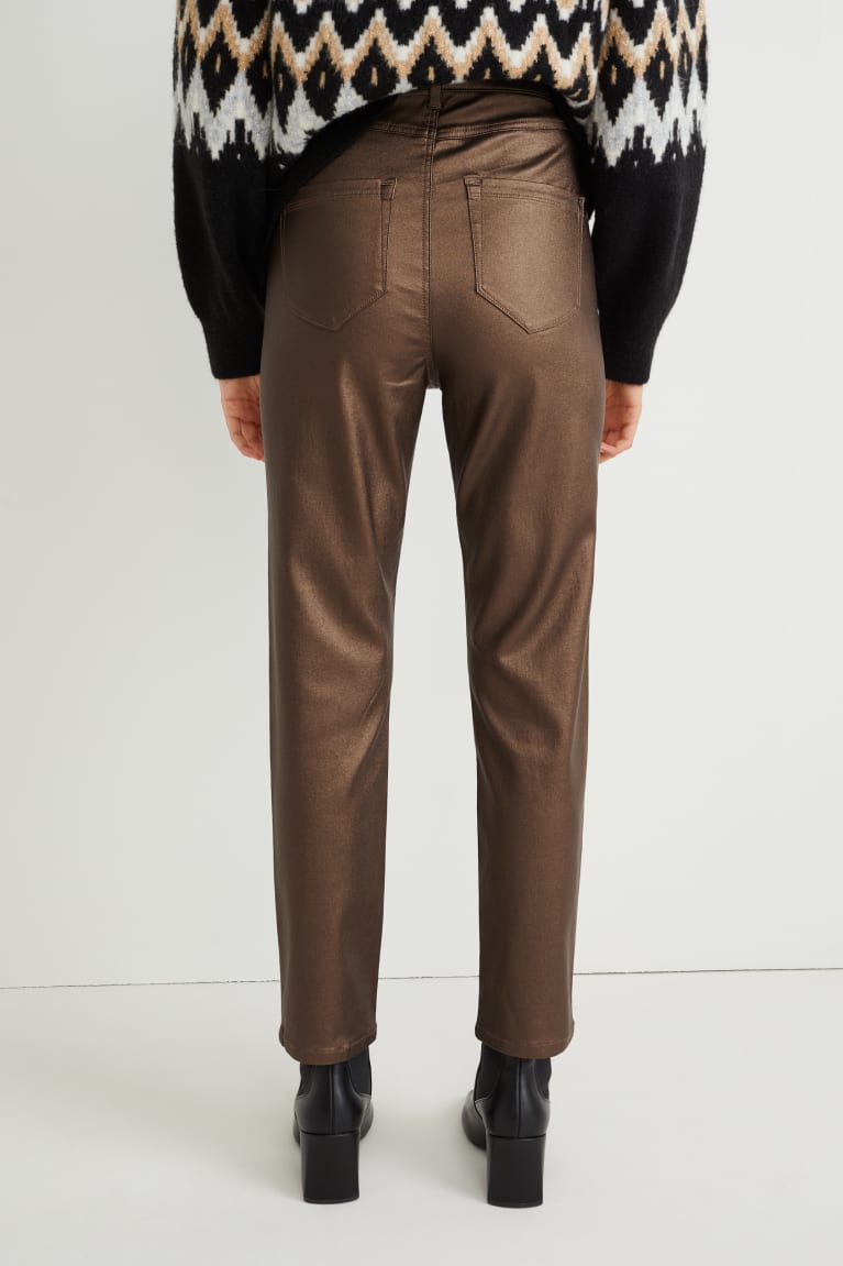 Nohavice C&A Cloth High Pásom Rovno Leg Shiny Damske Hnede | 2380EDYHL