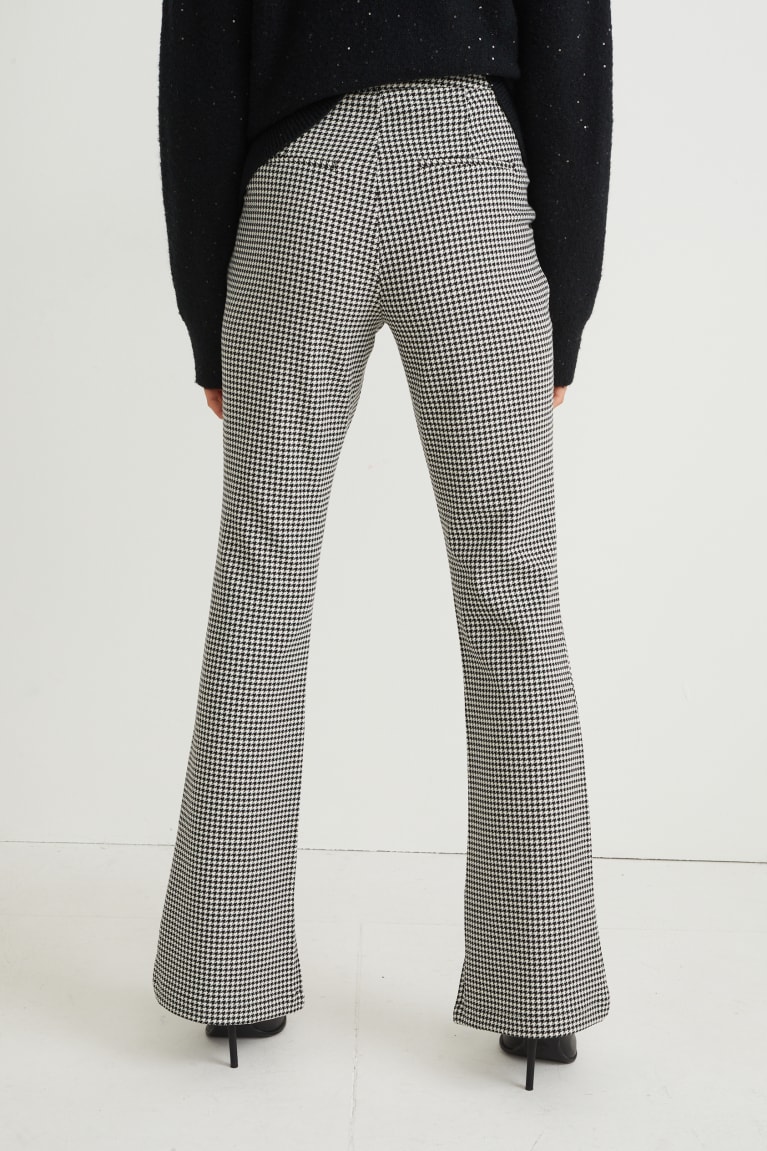 Nohavice C&A Cloth High Pásom Tapered Fit Recycled Check Damske Čierne Biele | 4579WTOED