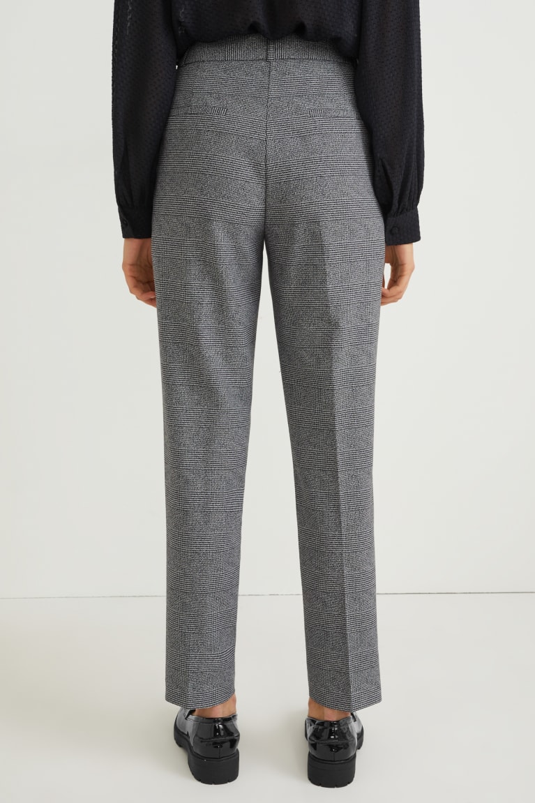 Nohavice C&A Cloth High-rise Pásom Slim Fit Recycled Check Damske Siva Čierne | 2167TUKNW