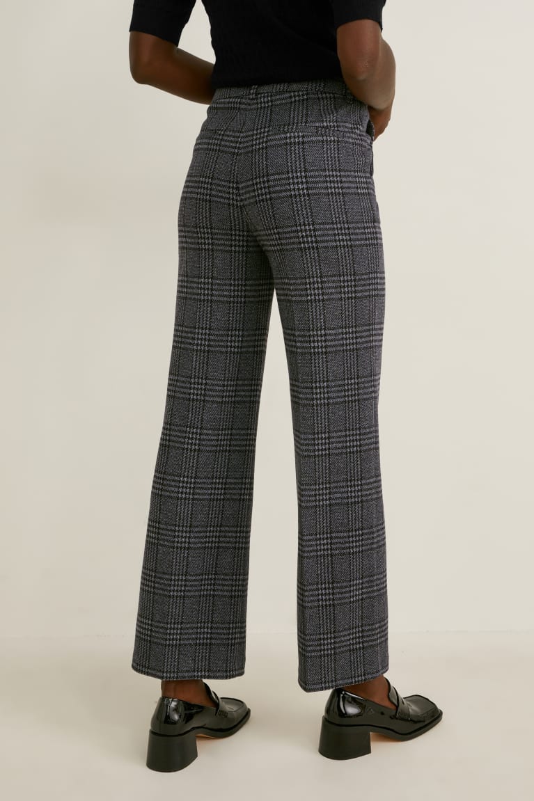 Nohavice C&A Cloth Stredne-rise Pásom Siroke Topanky Leg Recycled Check Damske Siva Čierne | 0456IANVP