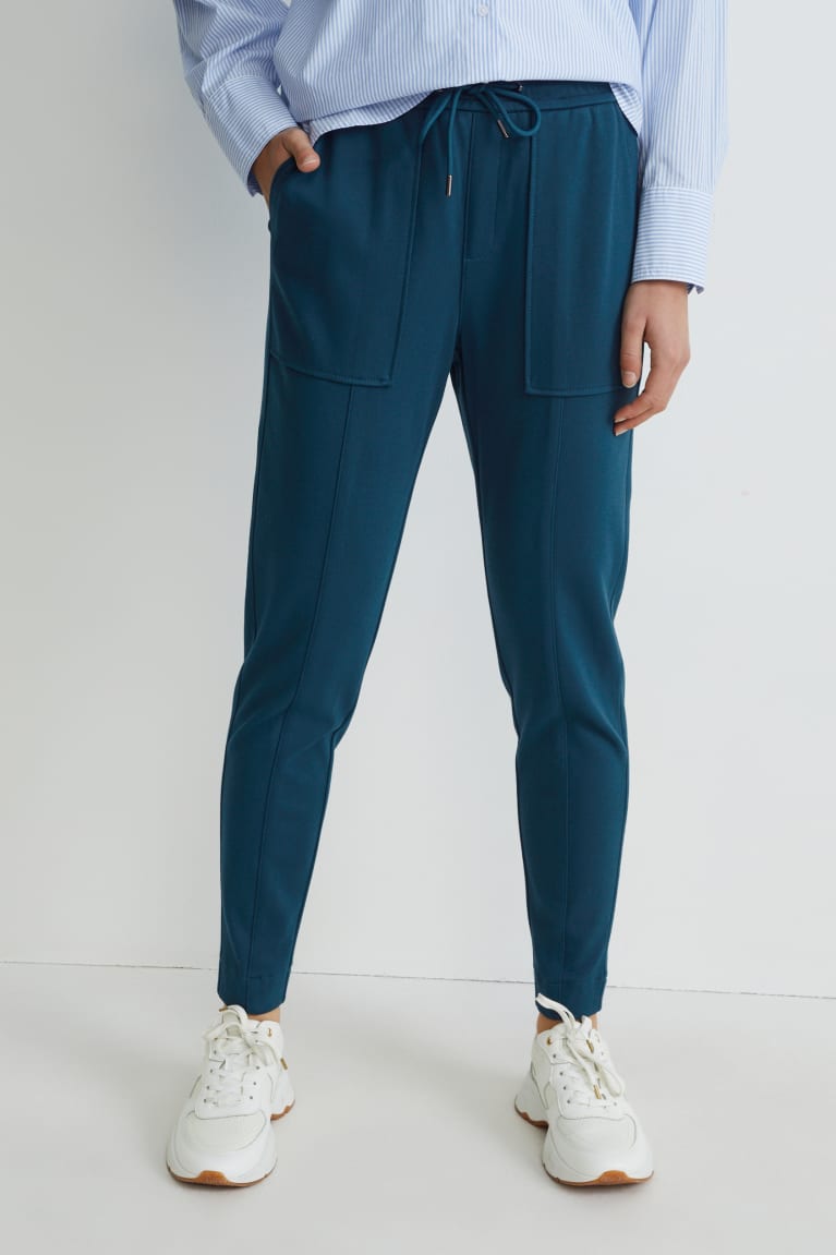 Nohavice C&A Cloth Stredne-rise Pásom Tapered Fit Damske Zelene | 0639MAJRP