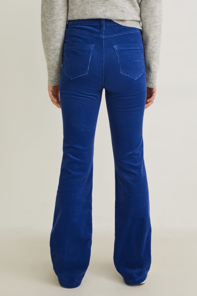 Nohavice C&A Corduroy High Pásom Siroke Topanky Flare Damske Modre | 1793COFAX