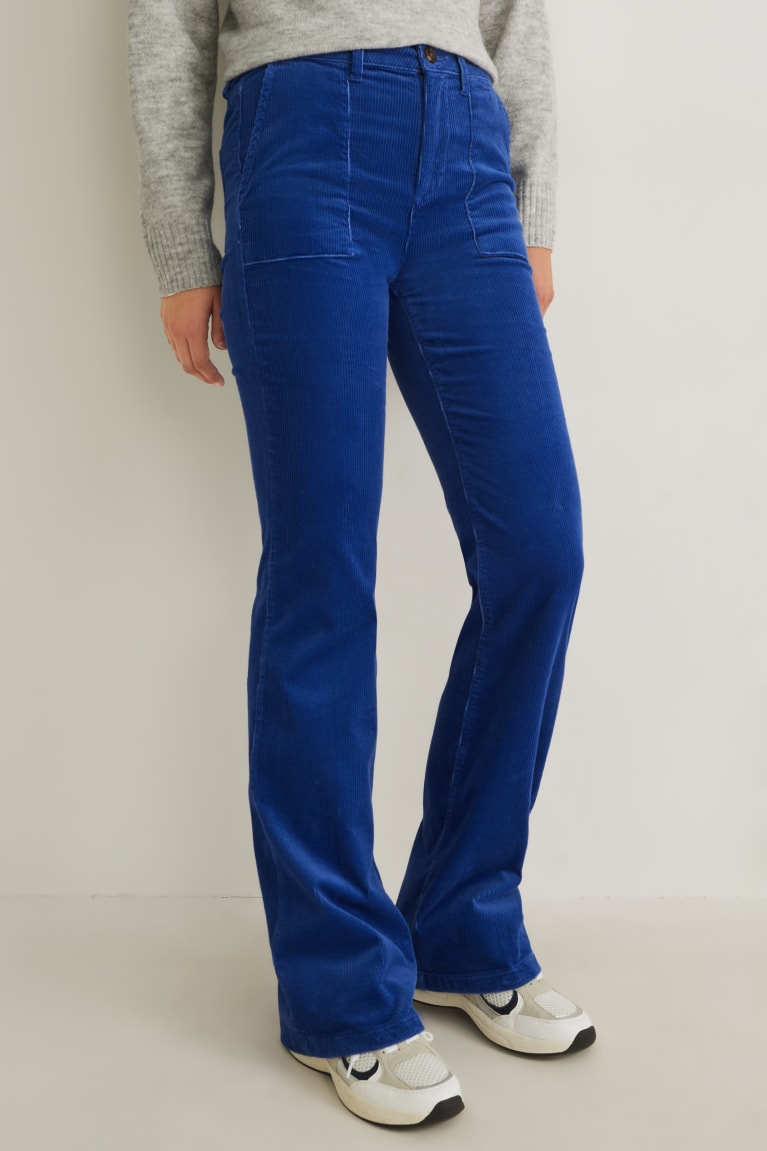Nohavice C&A Corduroy High Pásom Siroke Topanky Flare Damske Modre | 1793COFAX
