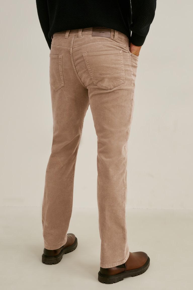 Nohavice C&A Corduroy Regular Fit Lycra® Panske Svetlo Hnede | 9026LYGUK
