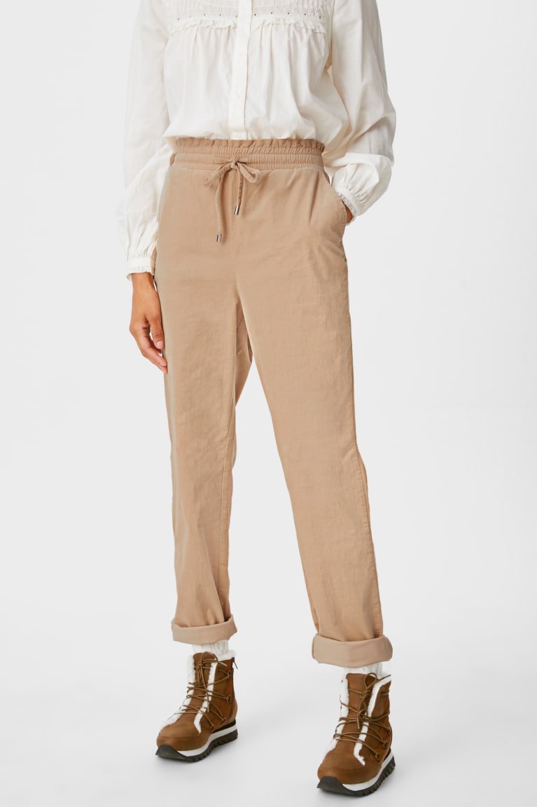 Nohavice C&A Corduroy Relaxed Fit Damske Béžové | 2876OPLWT