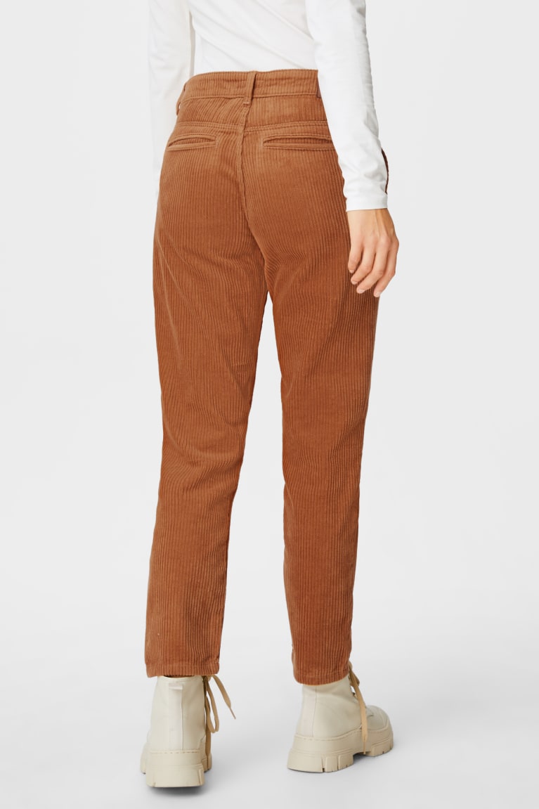 Nohavice C&A Corduroy Rovno Tapered Fit Damske Havanna | 0692ISGLX