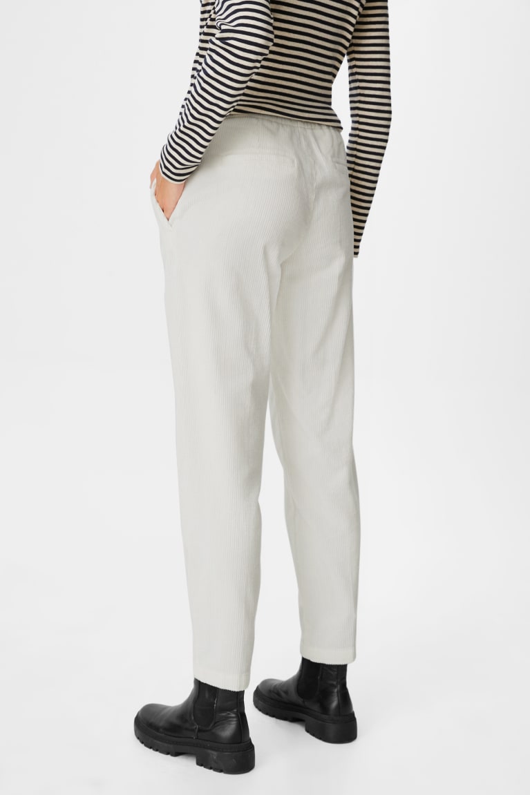 Nohavice C&A Corduroy Tapered Fit Damske Biele | 1345THSEM